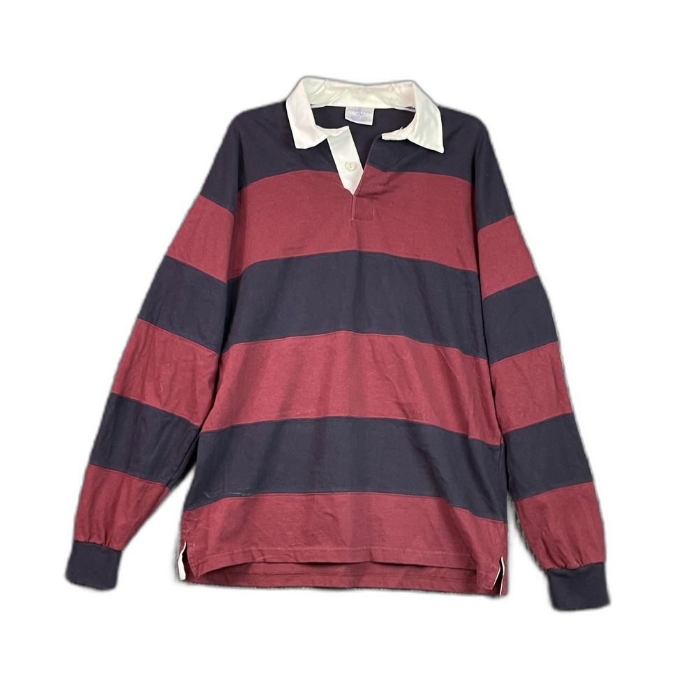 Front Row Heavyweight Rugby Shirt Mens 2XL Striped Pullover Golf Sportswear Surf